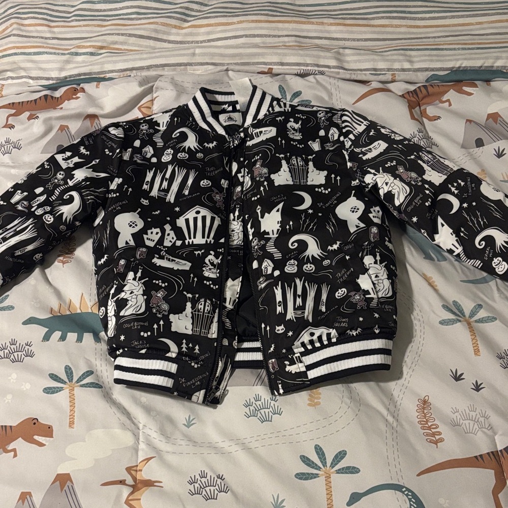 Disney Black and White Striped Collar Jacket